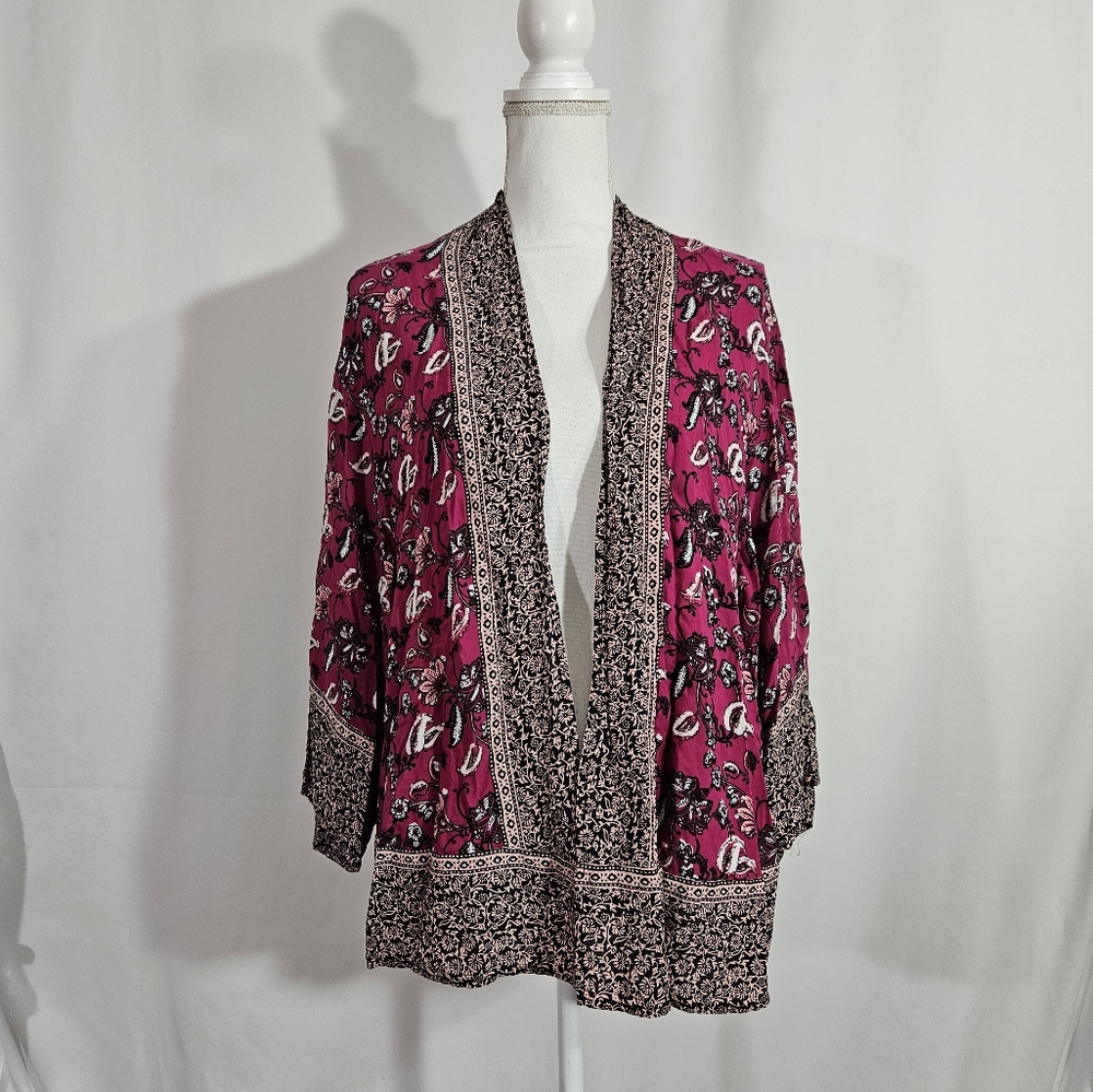 Torrid pink floral short duster women's size 1/2